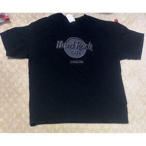 Hard Rock Cafe T-Shirt Men's XXL Cancun Vintage Black Big Logo Graphic Tee 90s